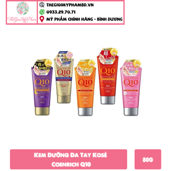 Kem Dưỡng Da Tay Kose Q10 Coenrich (80g) #Moist Gel Cream (Tuýp Hồng)