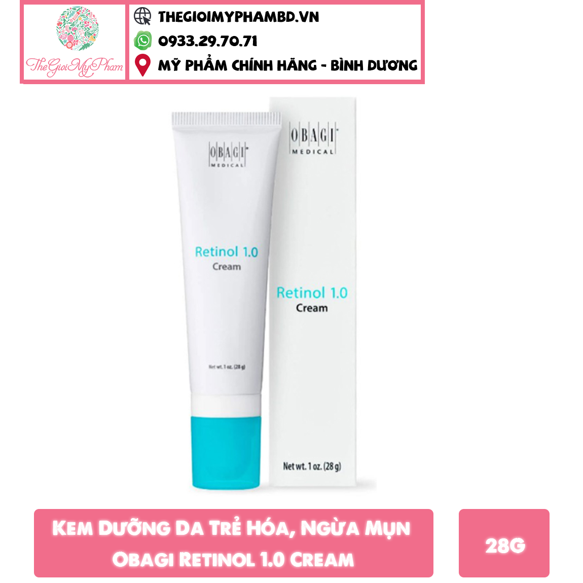 Kem Dưỡng Obagi - Retinol 1.0% Cream 28g (Ko tđ)