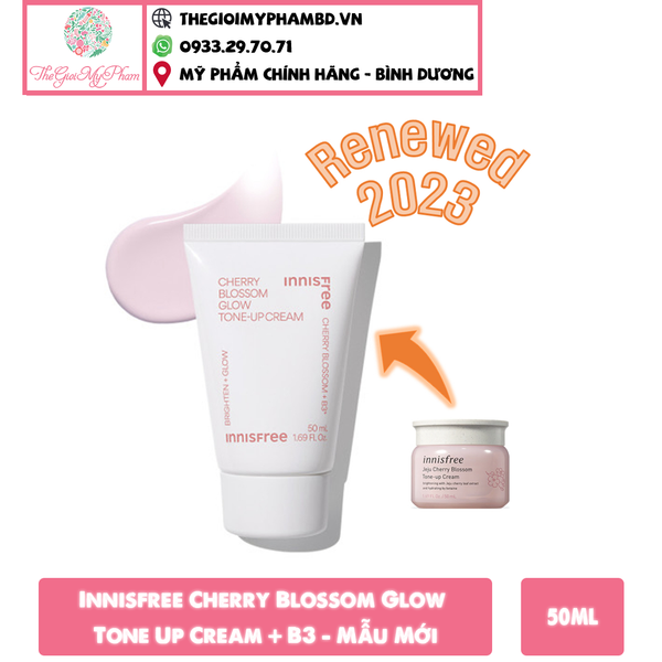 Kem Dưỡng Sáng Da Innisfree Cherry Blossom Glow Tone-Up Cream + B3 50ml