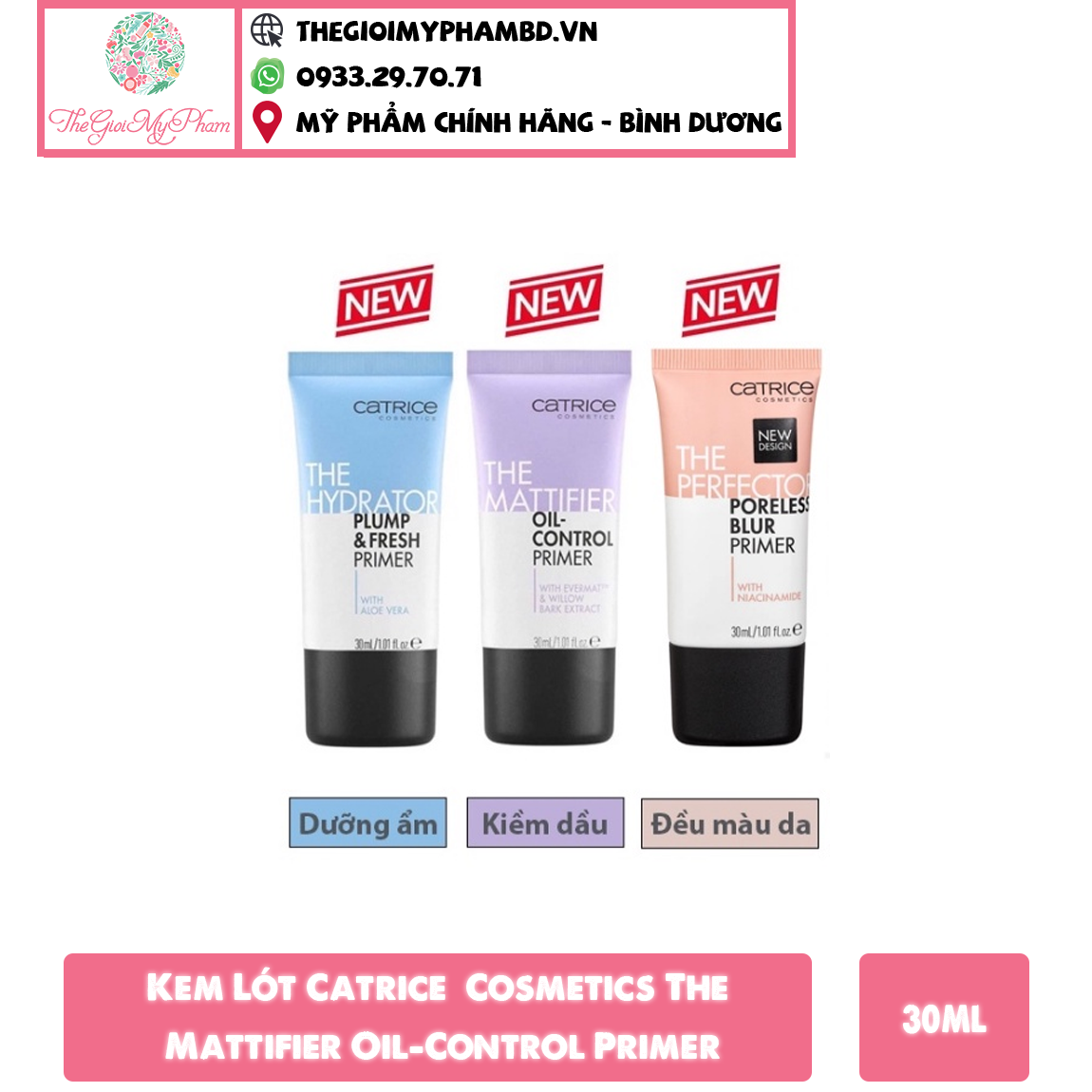 Kem Lót Catrice The Mattifier Oil-Control Primer 30ml Tím