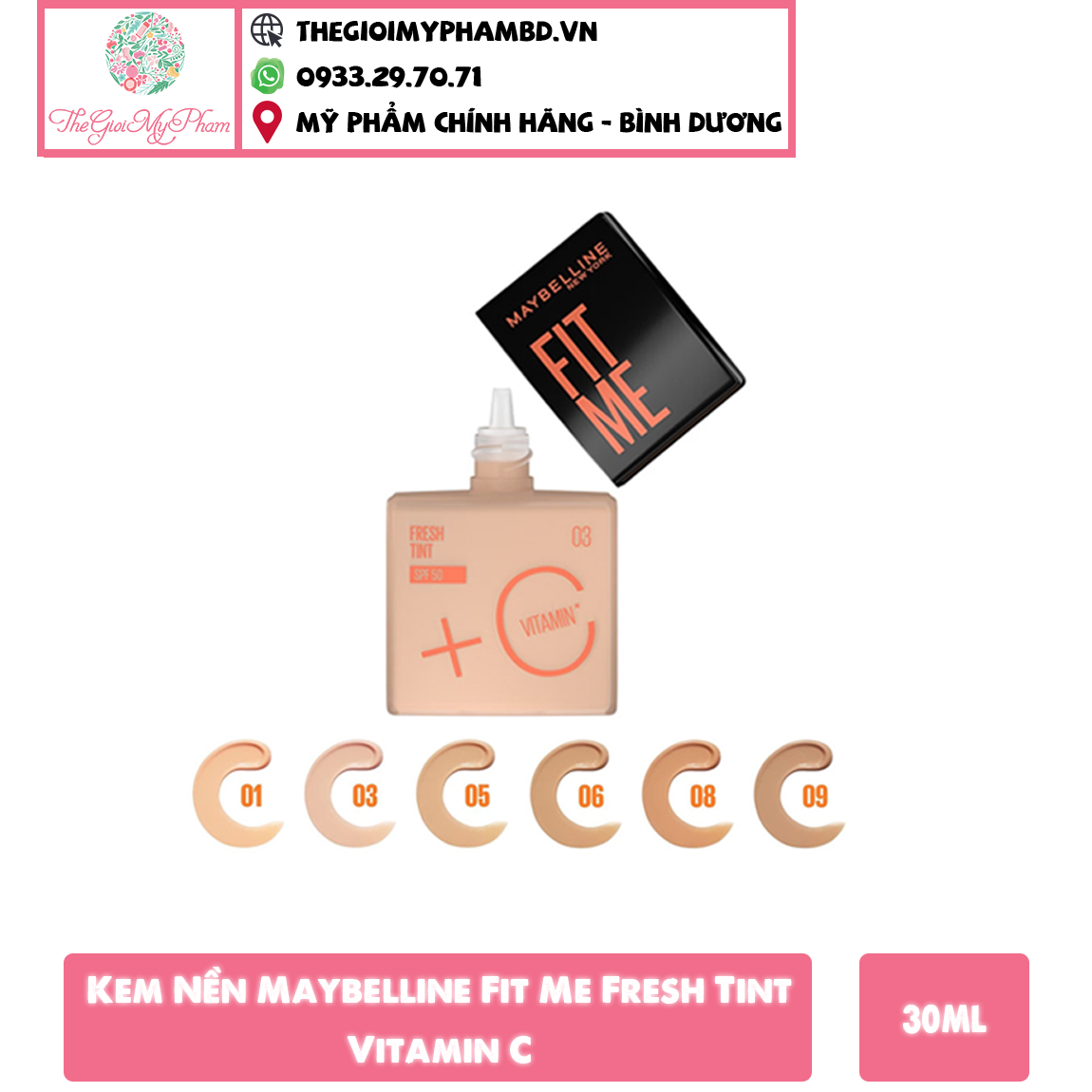 Kem Nền Maybelline Fit Me Fresh Tint Vitamin C 30ml #03