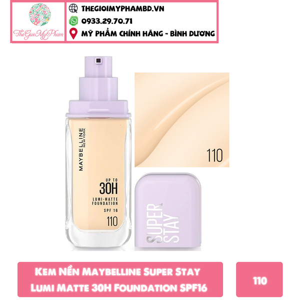 Kem Nền Maybelline Super Stay Up To 30h Lumi Matte Foundation SPF16 35ml #110