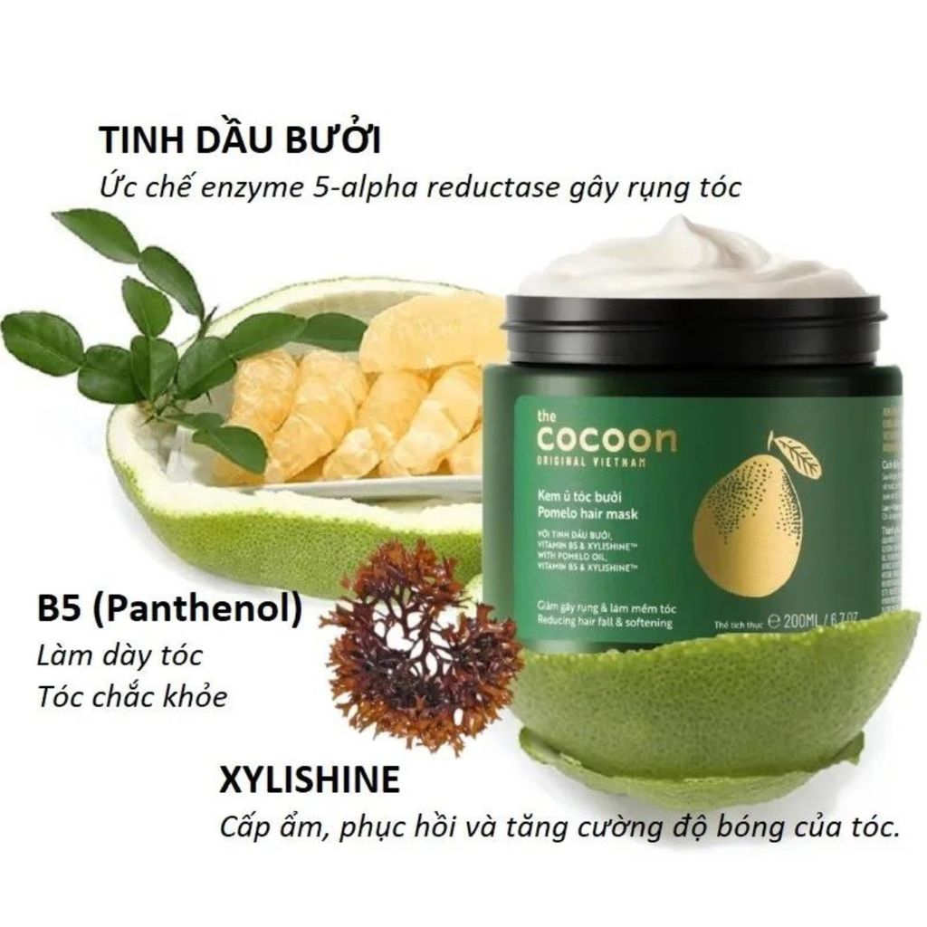 Cocoon - Kem Ủ Tóc Bưởi Giảm Gãy Rụng Tóc Mềm Mượt Chắc Khỏe 200ml