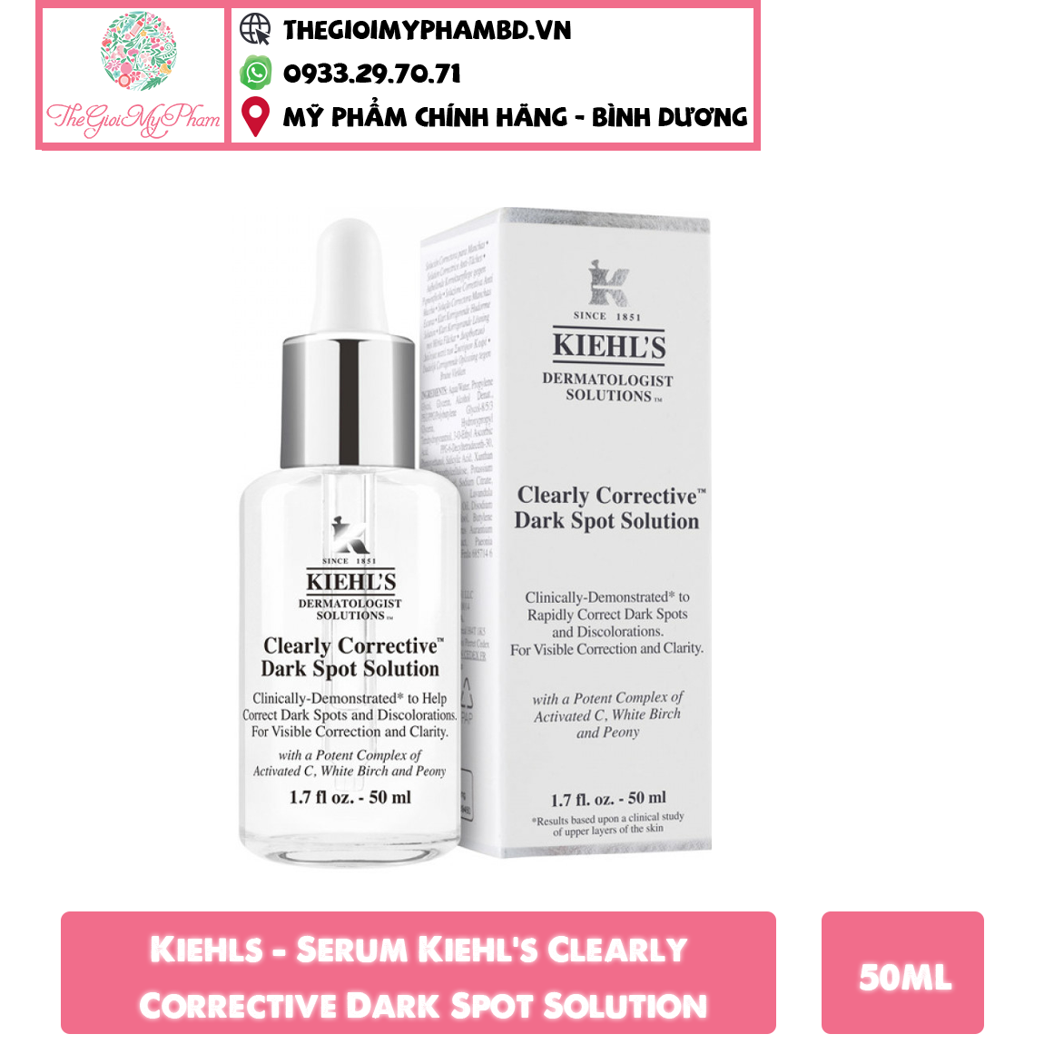 Kiehls - Serum Kiehl's Clearly Corrective Dark Spot Solution 50ml (Ko tđ)