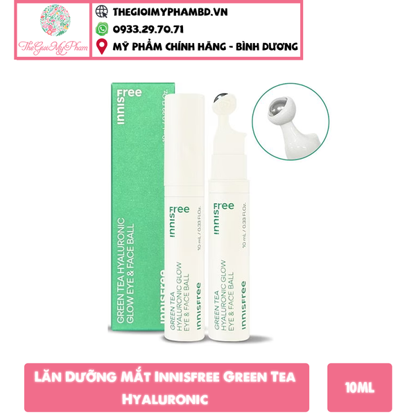 Thanh Lăn Dưỡng Mắt Innisfree Green Tea Hyaluronic Glow Eye and Face Ball