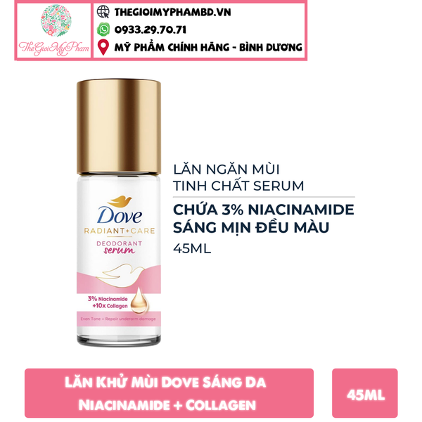 Lăn Khử Mùi Dove Sáng Da Niacinamide + Collagen 45ml