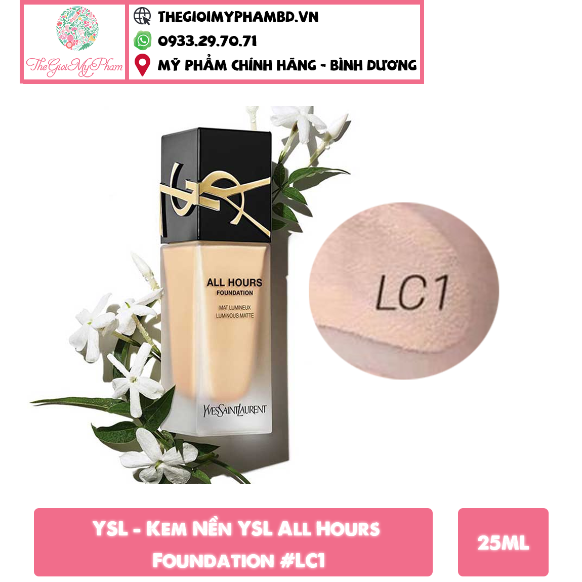 YSL Kem Nền YSL All Hours Foundation #LC1 (Ko Tđ)YSL Kem Nền