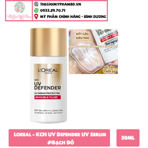 Loreal - KCN UV Defender UV Serum 50ml #Gạch Đỏ