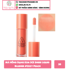 Má Hồng Dạng Kem 3CE Sheer Liquid Blusher #Cozy Peach