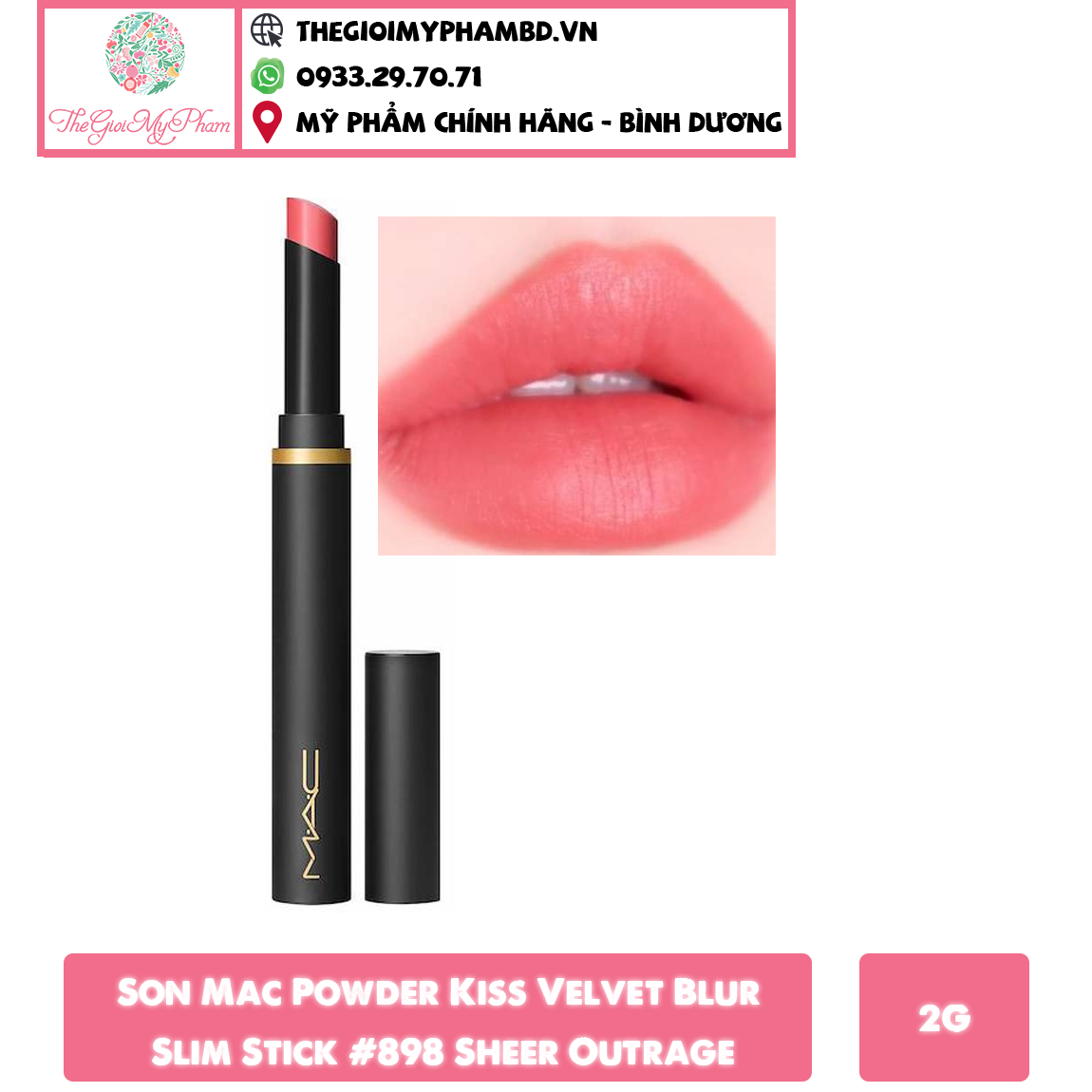 MAC - Son Mac Powder Kiss Velvet Blur Slim Stick #898 Sheer Outrage - Ko Tđ