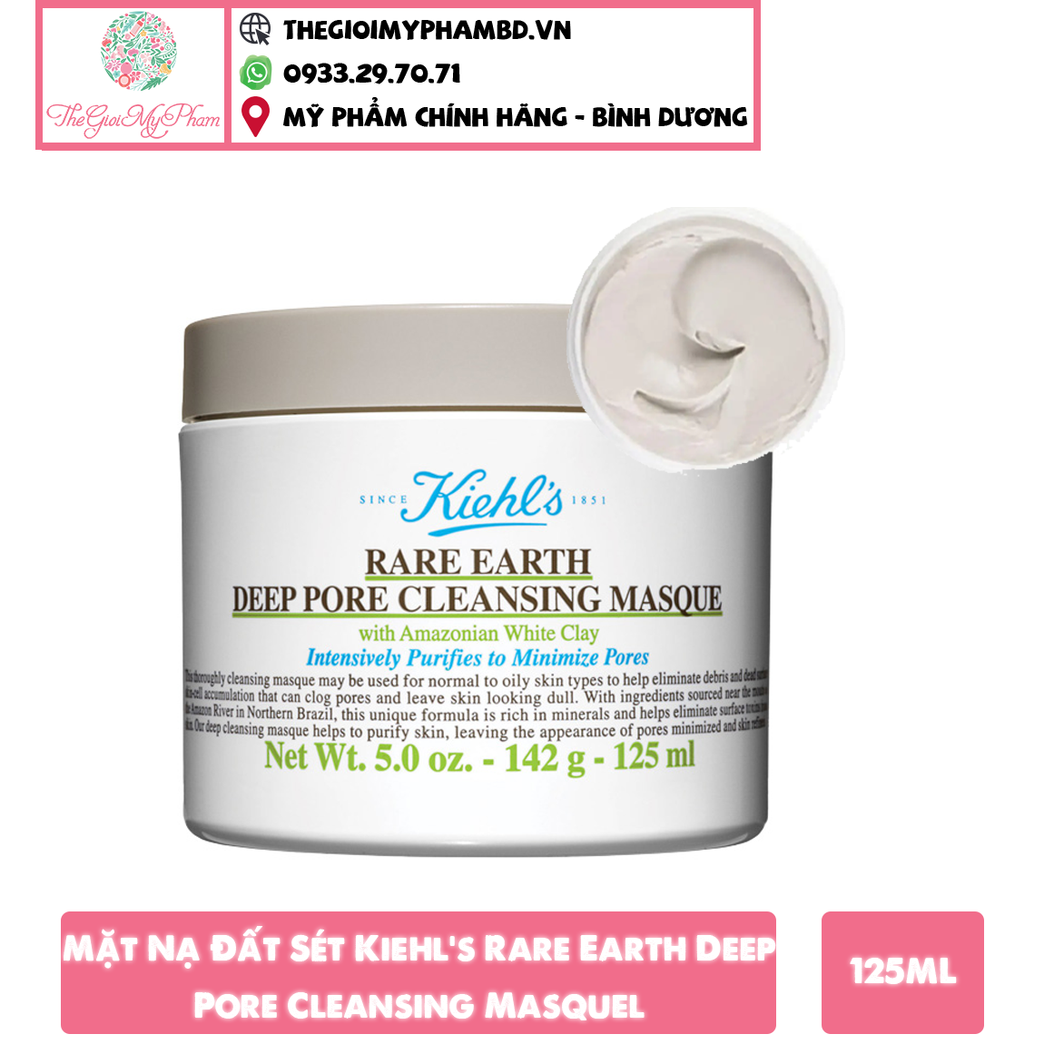 Mặt Nạ Đất Sét Kiehl's 125ml (Ko Tđ)