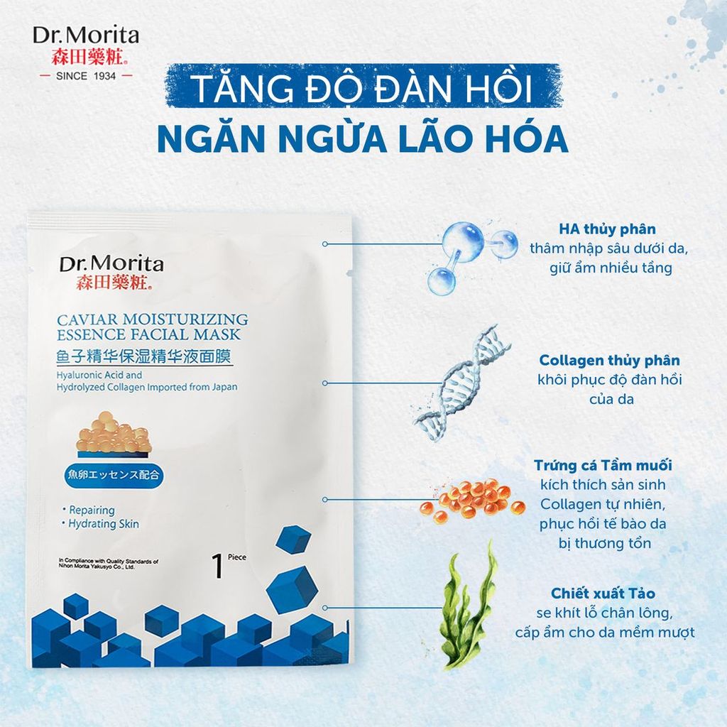 Mặt Nạ Dr.Morita Caviar Moisturizing Essence Facial Mask 28g