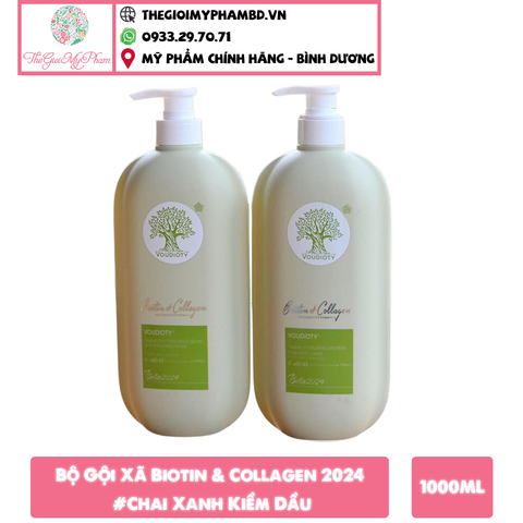 Bộ Gội+Xã Biotin & Collagen 2024 1000ml/chai (Chai Xanh Dẹp)