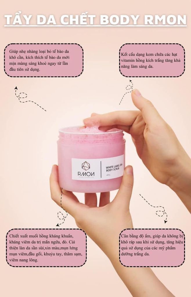Rmon - Tẩy Da Chết Body Muối Hồng 200g (Tuýp)