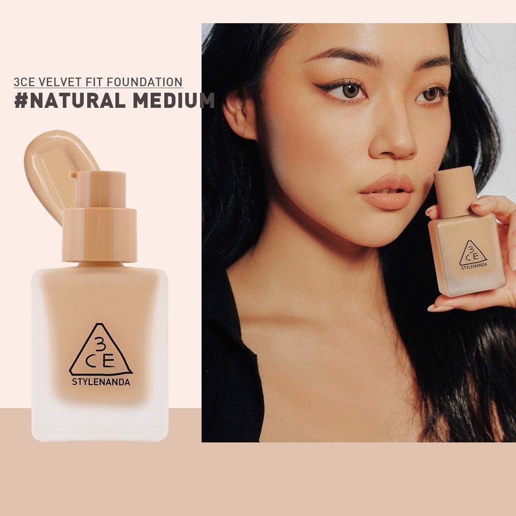 Kem Nền 3ce Velvet Fit Foundation 30g #Natural Medium -  Màu hơi ngả tối tự nhiên