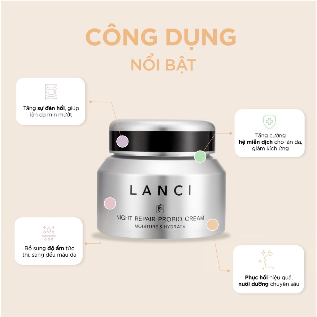 [KTD] Kem Dưỡng Cấp Ẩm Phục Hồi Lanci Night Repair Probio Cream 50ml - Kem Đêm