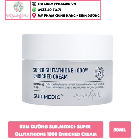 Kem Dưỡng Trắng Căng Bóng Da Sur.Medic+ Super Glutathione 1000 Enriched Cream 50ml