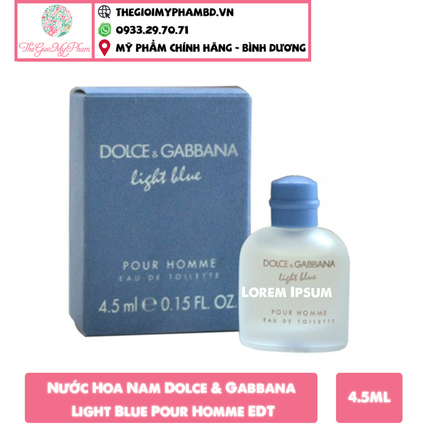 Nước Hoa Nam D&G Light Blue Pour Homme EDT 4.5ml