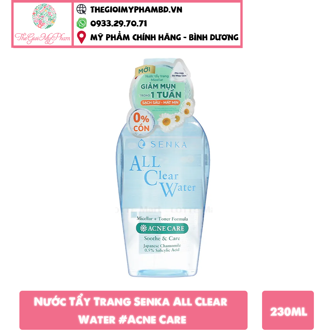 Nước Tẩy Trang Senka Ngăn Ngừa Mụn 230ml All Clear Water Acne Care