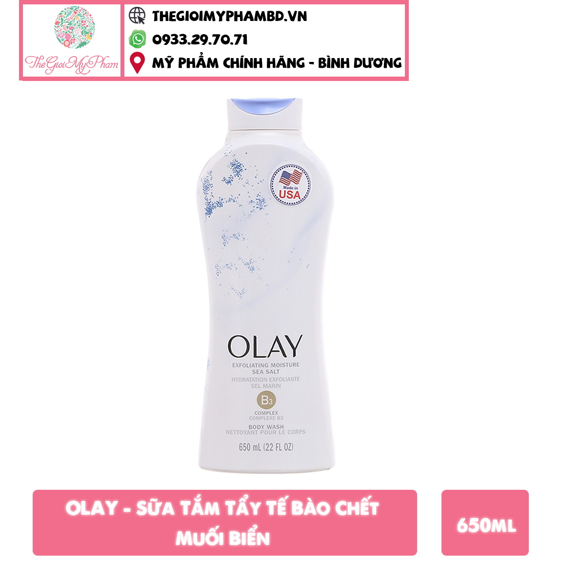 OLAY - Sữa Tắm Tẩy Tế Bào Chết Muối Biển 650ml