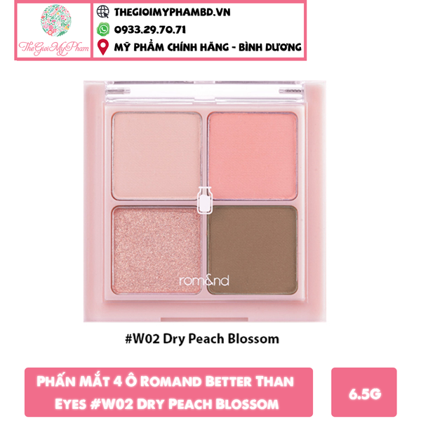 Phấn Mắt 4 Ô Romand Better Than Eyes #W02 Dry Peach Blossom