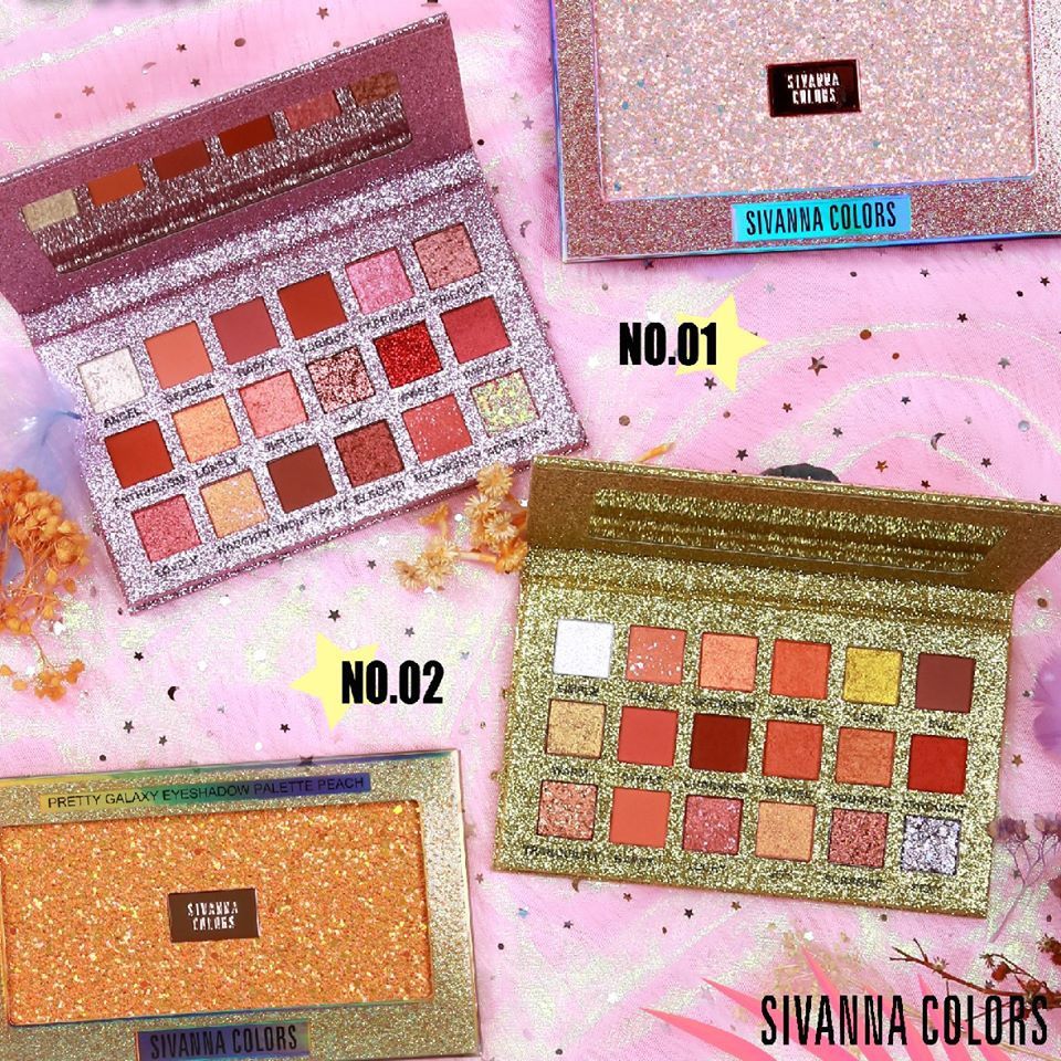 Phấn Mắt 18 Ô Sivanna Colors Pretty Galaxy Eyeshadow Palette Peach HF6037 #02