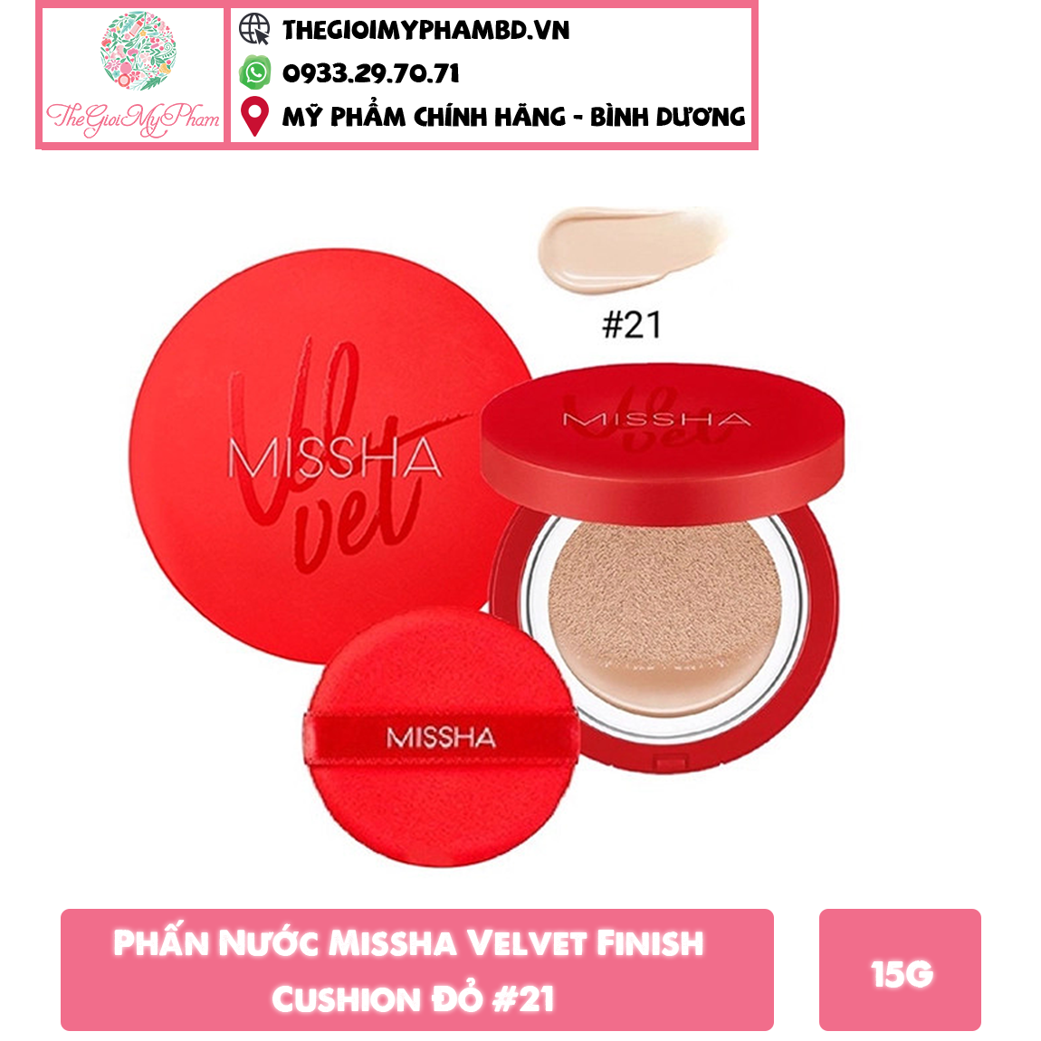 Cushion Missha Velvet Finish 21 (Đỏ)
