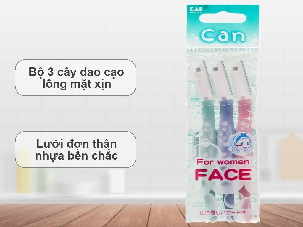 Set 3 Dao Cạo Lông Mày & Mặt Kai Can For Women Face (3 cây)