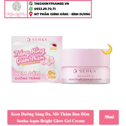 Kem Dưỡng Sáng Da, Mờ Thâm Ban Đêm Senka Aqua Bright Glow Gel Cream 50g