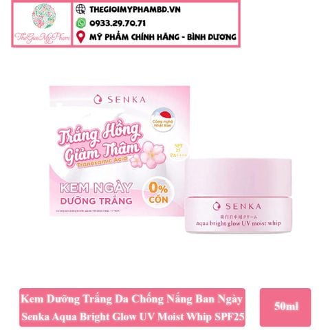 Kem Dưỡng Trắng Da Chống Nắng Ban Ngày Senka Aqua Bright Glow UV Moist Whip SPF25 PA++++ 50g