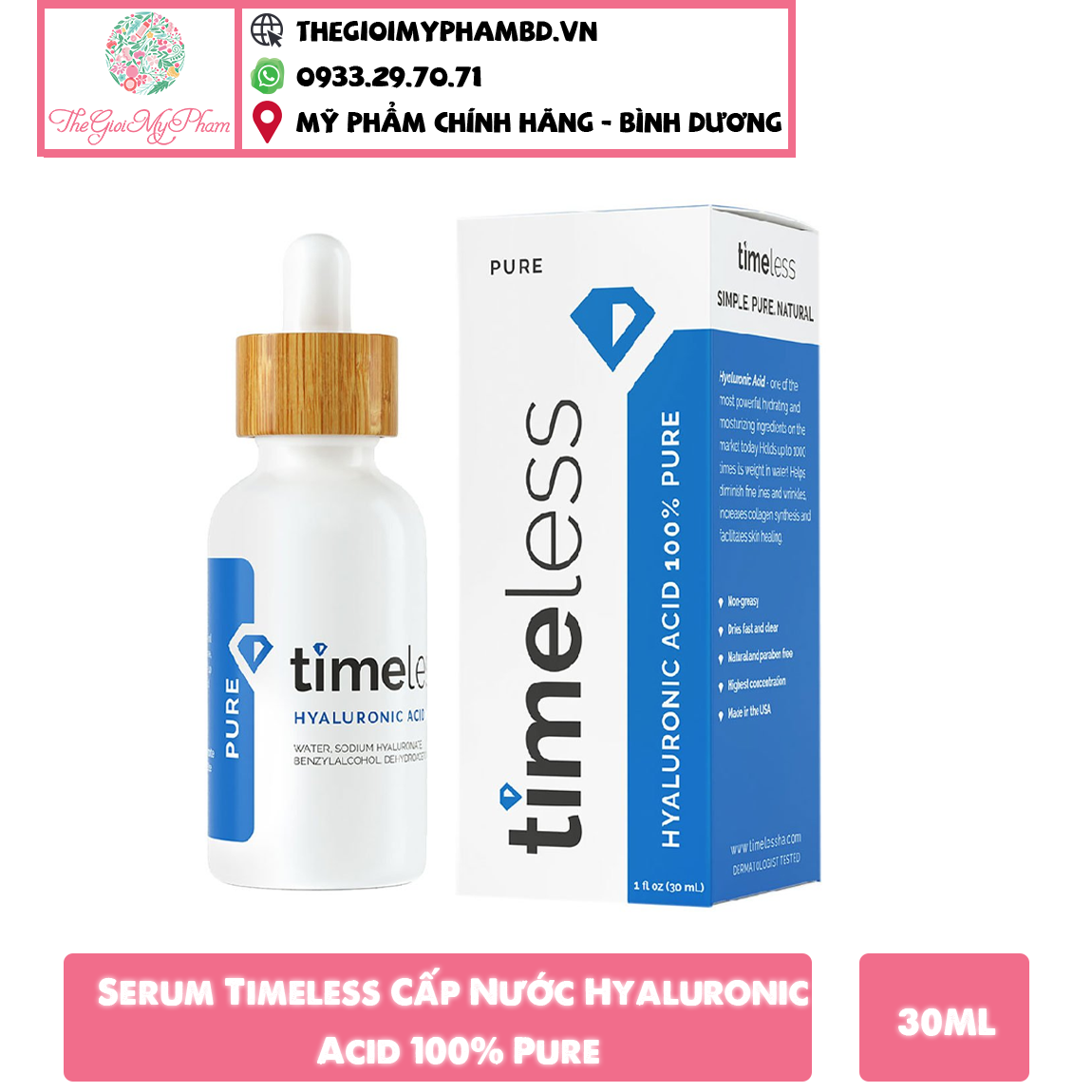 Serum Timeless Hyaluronic Acid Pure 30ml