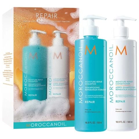 Set Gội + Xã Phục Hồi Tóc Moroccanoil 500ml (Ko Tđ) - Tặng kèm Lược