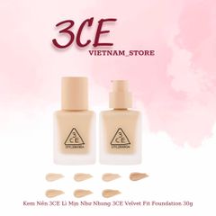 Kem Nền 3ce Velvet Fit Foundation 30g #Natural Medium -  Màu hơi ngả tối tự nhiên