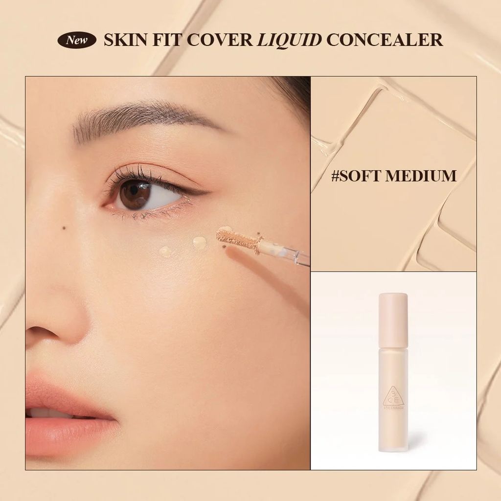 Kem Che Khuyết Điểm 3CE Skin Fit Cover Liquid Concealer #Soft