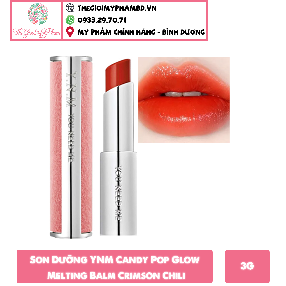 Son Dưỡng Có Màu YNM Candy Pop Glow Melting Balm #Crimson Chili