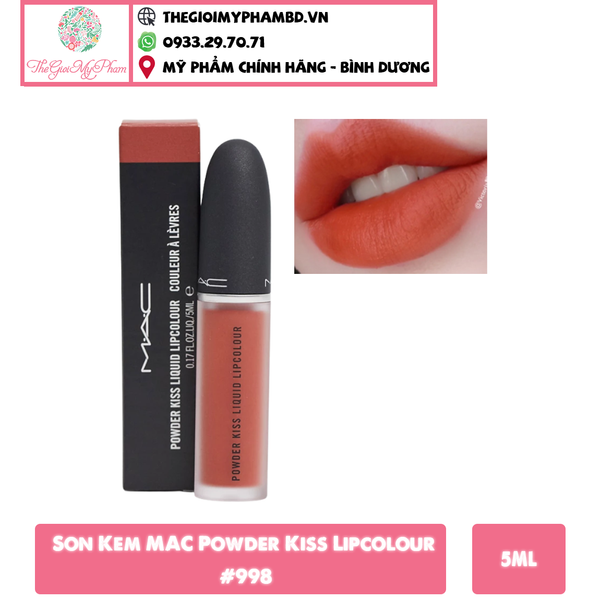 MAC - Son Kem MAC Powder Kiss Lipcolour #998 (Ko tđ)