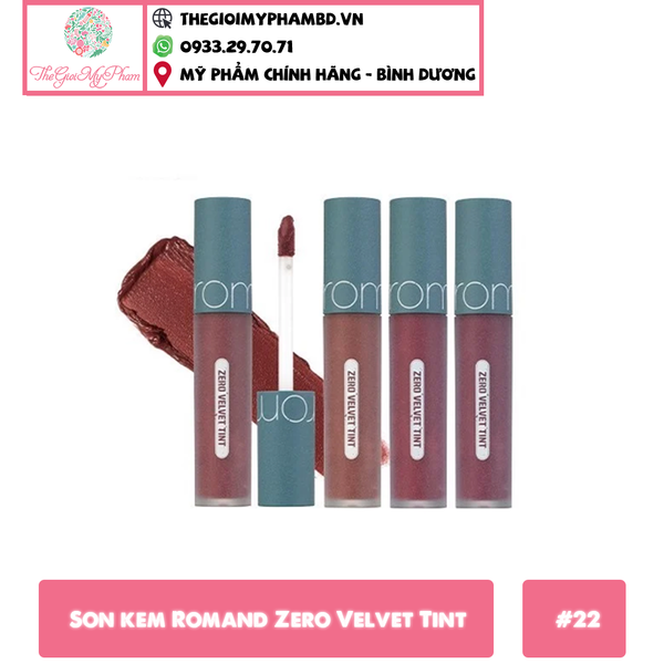 [Màu 22-25] Son Kem Romand Zero Velvet Tint 5.5g #22 Grain Nude