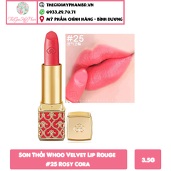 Son Thỏi Whoo Velvet Lip Rouge #25 Rosy Coral (Ko Tđ)