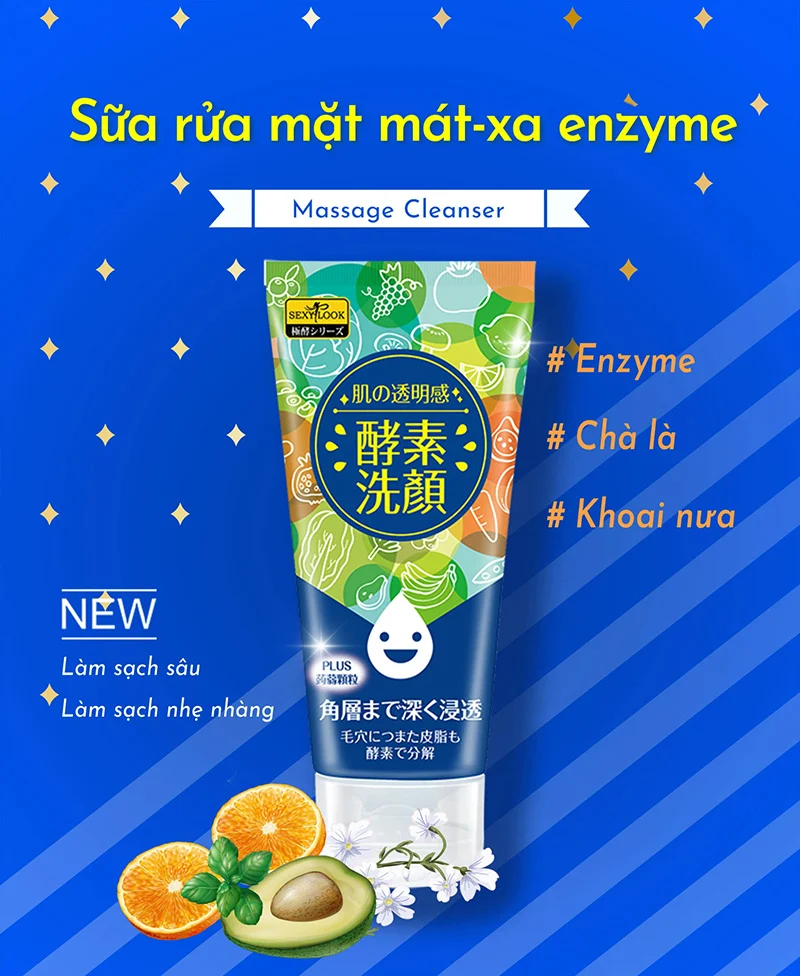 Sửa rửa mặt lên men tự nhiên SexyLook 120g (Có hạt)