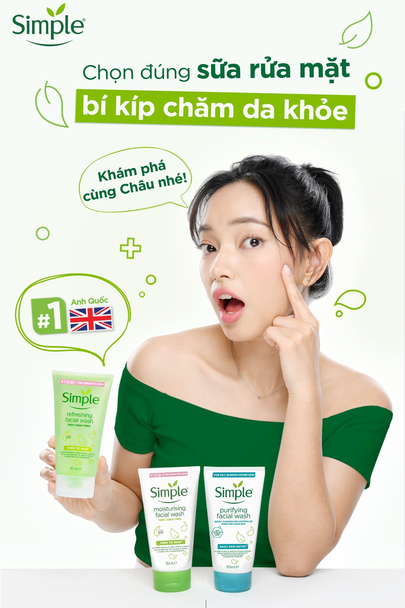 SRM Simple Kind To Skin 150ml #Xanh Lá (Mẫu Mới)SRM Simple Kind To Skin  150ml #Xanh Lá (Mẫu Mới)