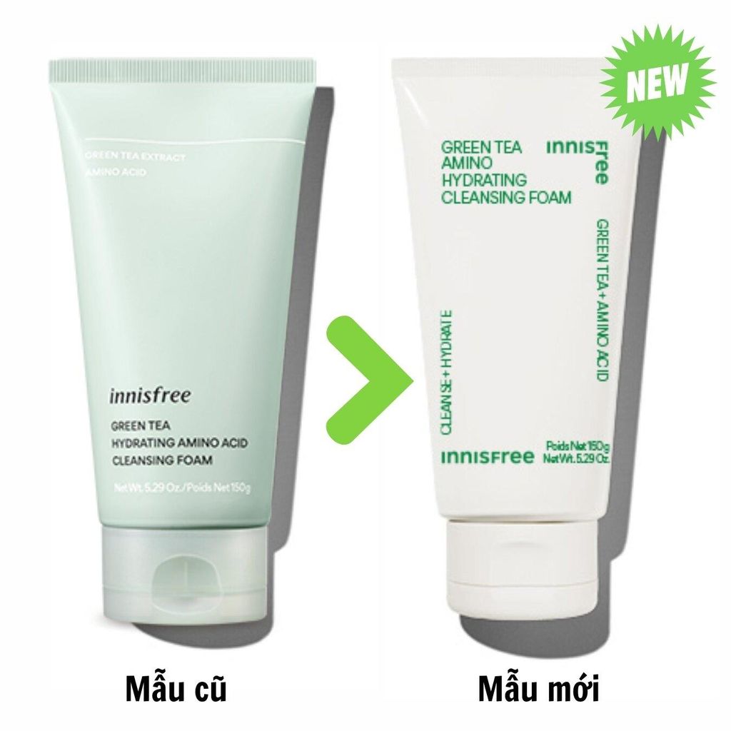 Sữa Rửa Mặt Innisfree Green Tea Amino Hydrating 150g (Mới 2023)