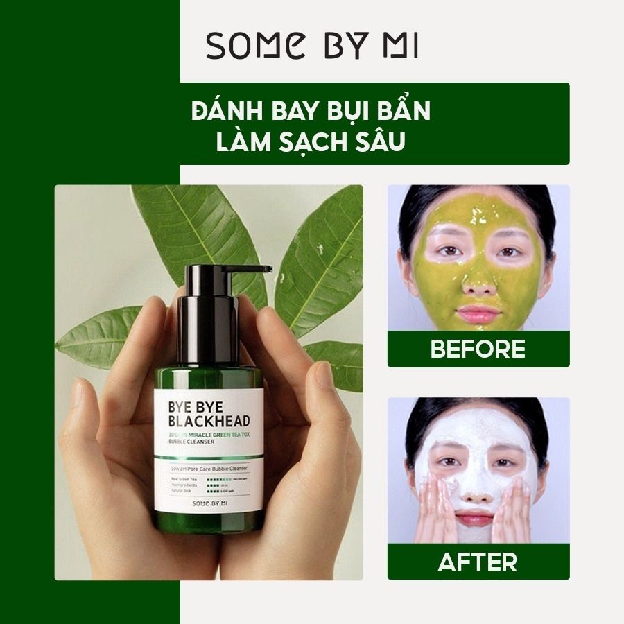 SRM Sủi Bọt Trị Mụn Đầu Đen Some By Mi Bye Bye Blackhead 30 Days Miracle Green Tea Tox Bubble Cleanser 120ml