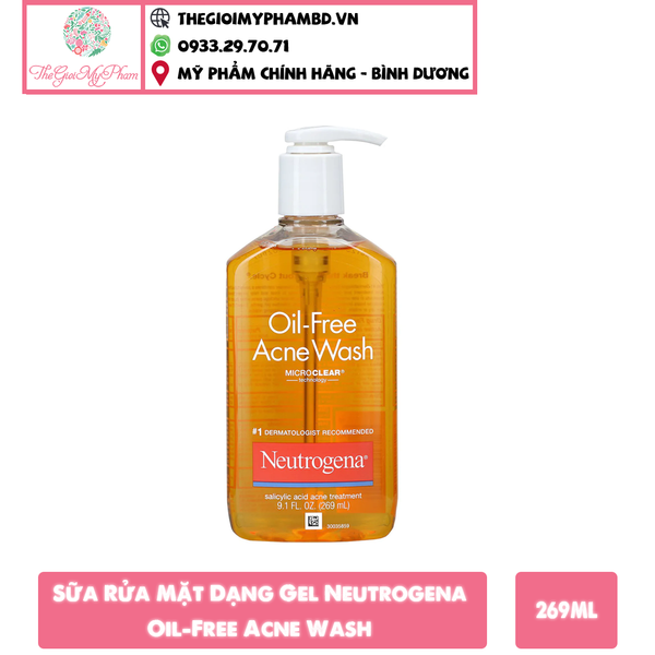 Sữa Rửa Mặt Dạng Gel Neutrogena Oil-Free Acne Wash 269ml