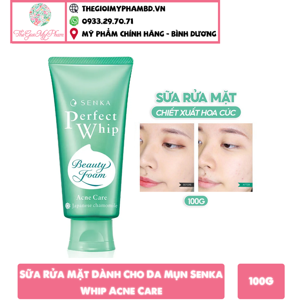 Sữa Rửa Mặt Dành Cho Da Mụn Senka Whip Acne Care 100g