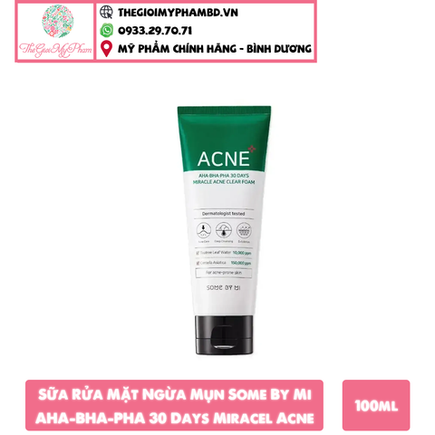 Sữa Rửa Mặt Ngừa Mụn Some By Mi AHA-BHA-PHA 30 Days Miracel Acne 100ml