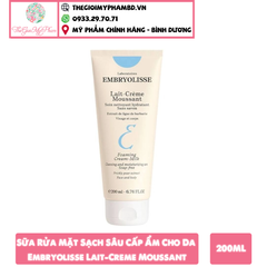 Sữa Rửa Mặt Sạch Sâu Cấp Ẩm Cho Da EMBRYOLISSE Lait-Creme Moussant 200ml