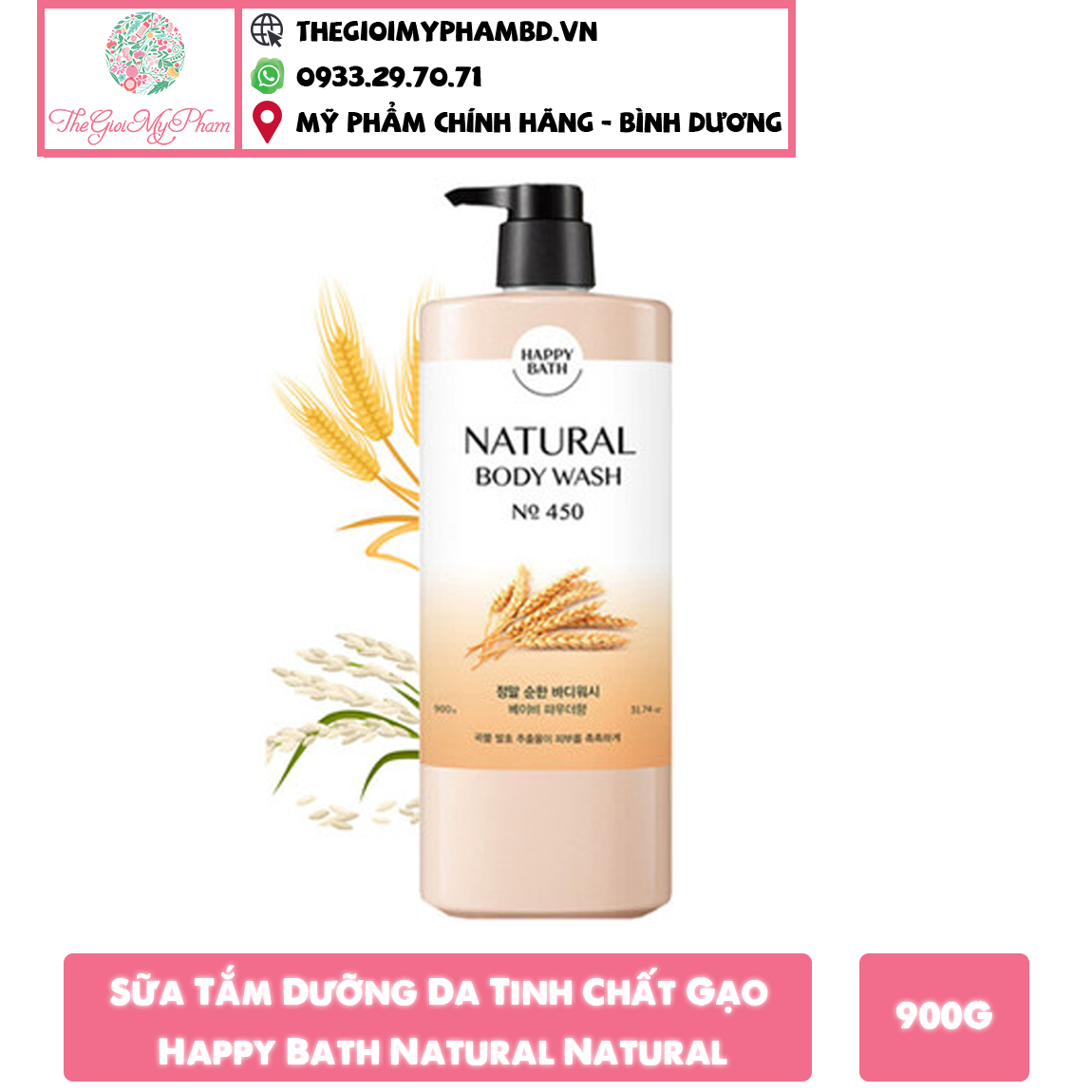 Sữa Tắm Happy Bath Natural 900g #Lúa Mạch