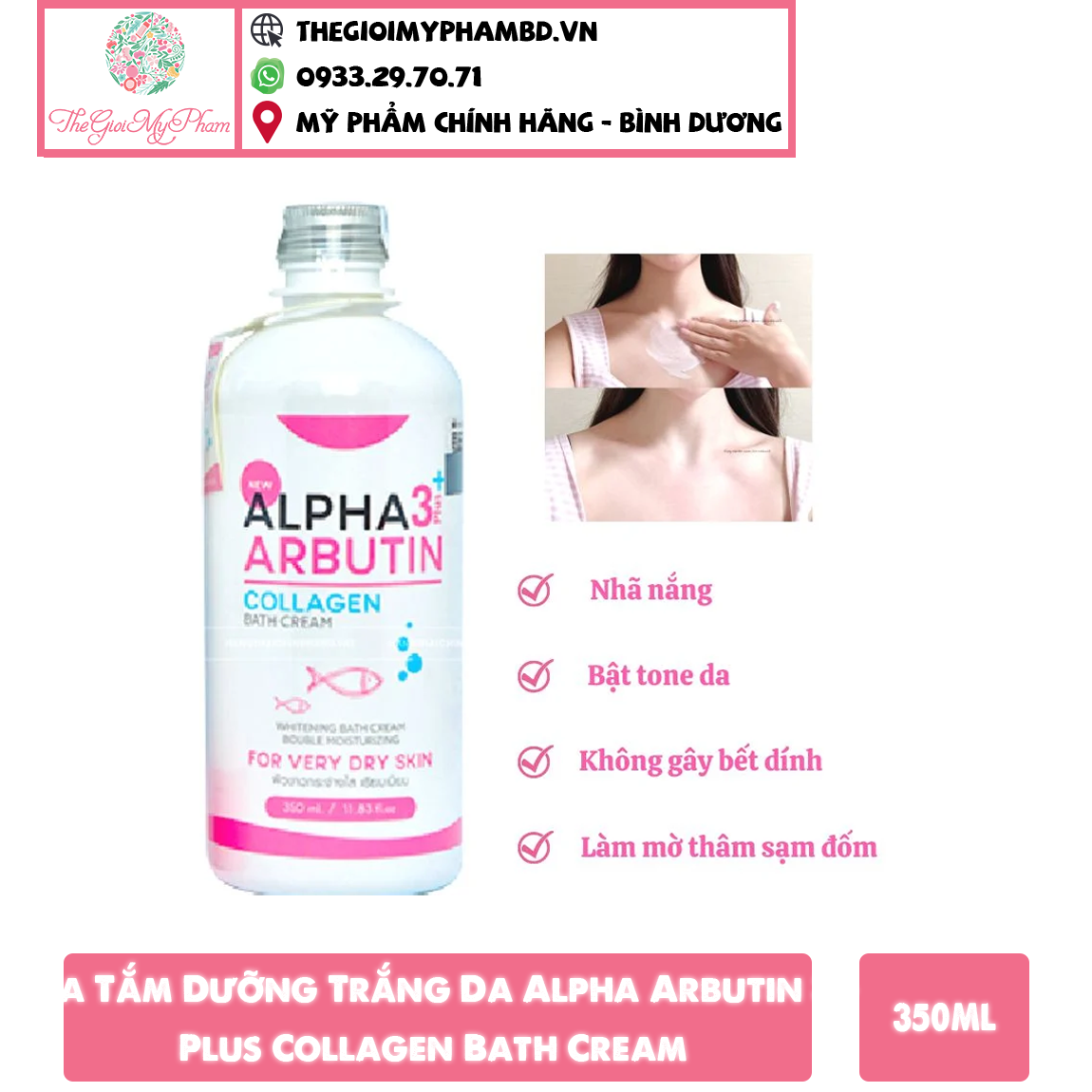 Sữa Tắm Trắng Alpha Arbutin Collagen 350ml