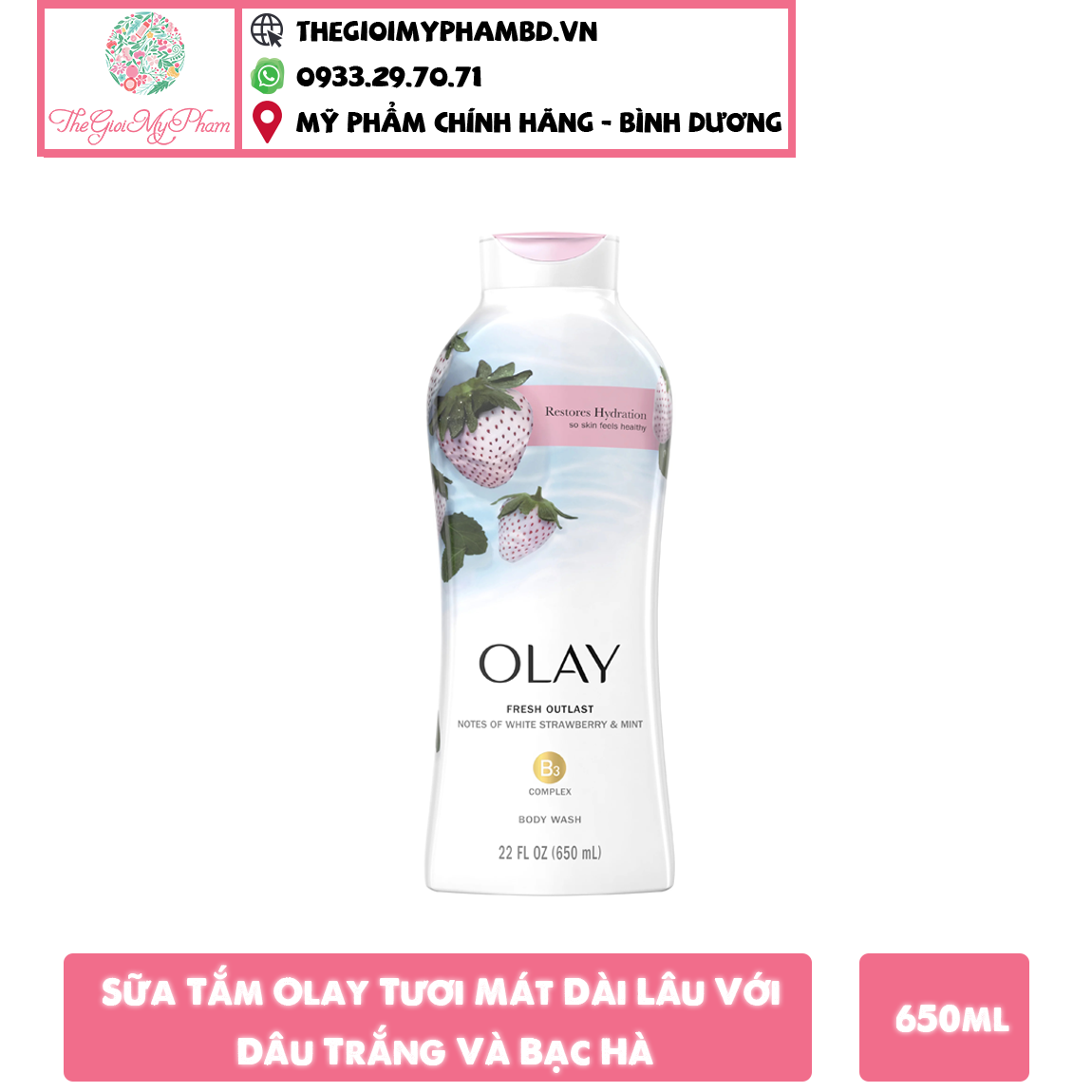 Sữa Tắm Dâu & Bạc Hà OLAY 650ml