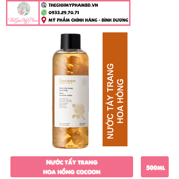 Nước Tẩy Trang Từ Nước Cất Hoa Hồng Hữu Cơ The Cocoon Rose Micellar Water 500ml